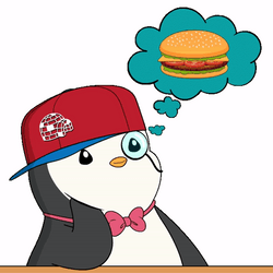 Pudgy Penguin's So Hungry Thinking Food GIF