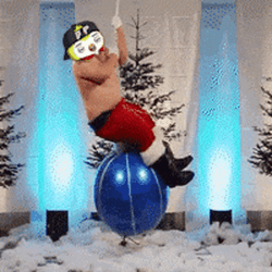 Pudgy Penguin Santa Swinging Wrecking Ball GIF
