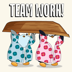 Pudgy Penguin Team Work GIF