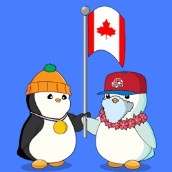 Pudgy Penguin Waving Canada Flag GIF