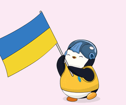 Pudgy Penguin Waving Ukraine Flag GIF