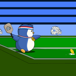 Pudgy Penguins Playing Pickleball GIF
