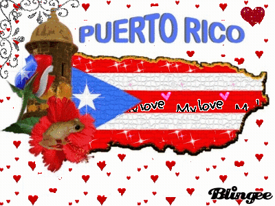 Puerto Rico Map Surrounded By Red Hearts GIF