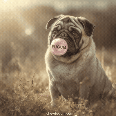 Pug Dog Blowing Bubble GIF