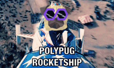 Pug In Sunglasses Riding Rocketship GIF