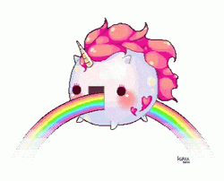 Puke Pink Fluffy Unicorns Dancing On Rainbows GIF