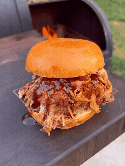 Pulled Pork Sandwich On Wooden Table GIF