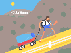 Pulling Cart Hiking In Hollywood Cartoon GIF