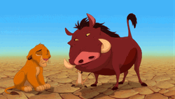 Pumbaba Telling A Story To Simba And Timon GIF