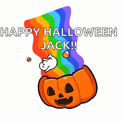 Pumpkin And Ghost Saying Happy Halloween Jack GIF