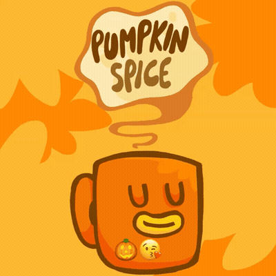 Pumpkin Head Holding Starbucks Coffee GIF