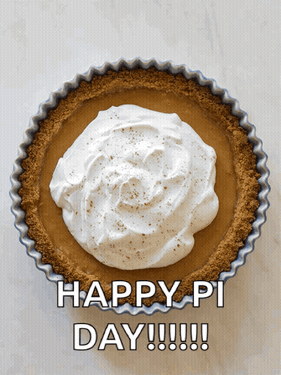 Pumpkin Pie With Whipped Cream Saying Happy Pi Day GIF