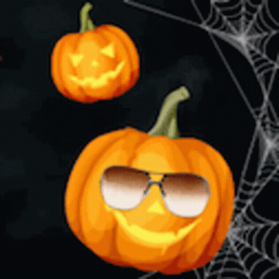 Pumpkin Wearing Sunglasses Surrounded By Pumpkins GIF