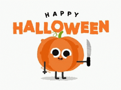 Pumpkin With Arms And Legs Holding Knife GIF