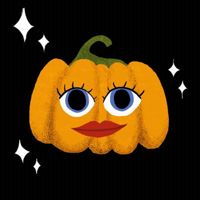 Pumpkin With Red Lips And Closed Eyes GIF