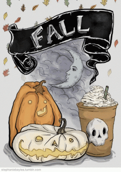 Pumpkins And Coffee With Fall Banner GIF