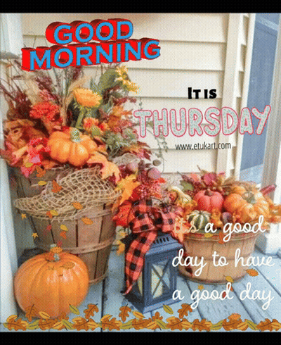 Pumpkins And Leaves Good Morning It Is Thursday GIF