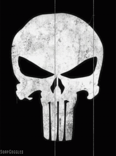 Punisher Skull On Black Background GIF