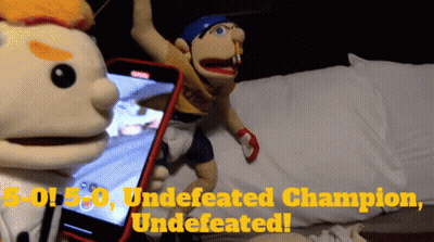 Puppet And Cell Phone Undefeated Champion GIF