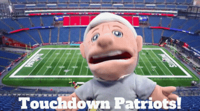 Puppet In Front Of Football Field Touchdown Patriots GIF