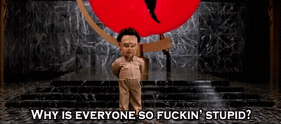 Puppet In Front Of Red Globe Saying Why Is Everyone So Fuckin Stupid GIF