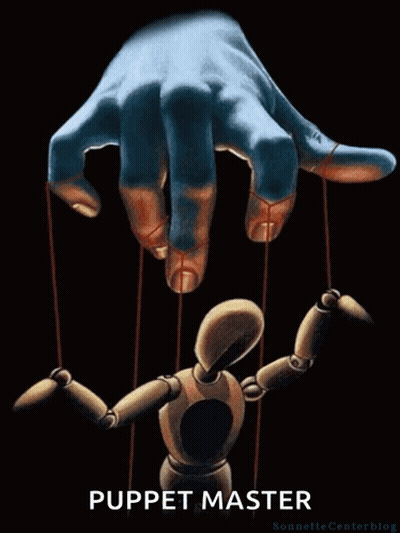 Puppet Master Poster Hand Holding Puppet On Strings GIF