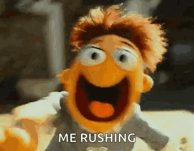 Puppet With Big Smile Me Rushing GIF