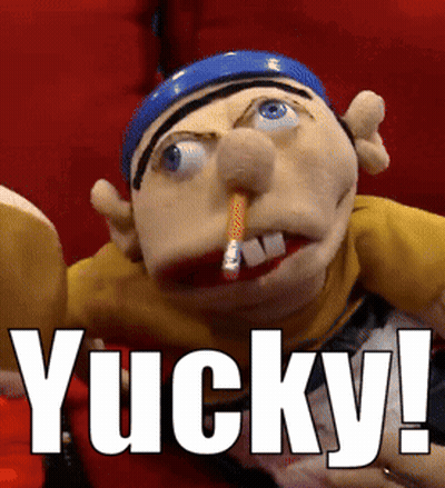 Puppet With Cigarette And Yucky GIF