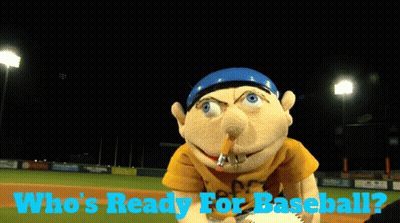 Puppet With Cigarette On Baseball Field Saying Who's Ready For Baseball GIF