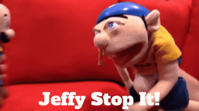 Puppet With Cigarette On Red Couch Saying Jeffy Stop It GIF