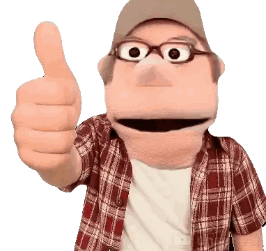 Puppet With Glasses And Plaid Shirt Thumbs Up Sticker