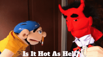 Puppet With Pencil Asking Is It Hot As Hell GIF