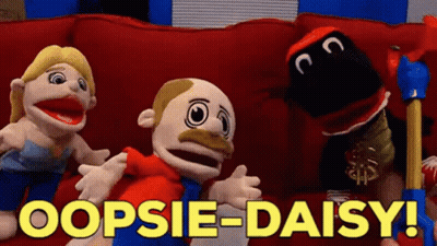 Puppets On Red Couch Oopsie-Daisy GIF