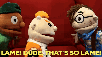 Puppets On Red Couch Saying Lame Dude That's So Lame GIF