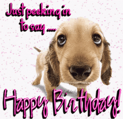 Puppy Birthday Card Saying Happy Birthday GIF