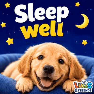 Puppy Laying In Bed Saying Sleep Well GIF