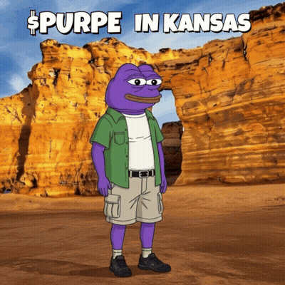 Purpe In Kansas Standing In Front Of Rock Formation GIF