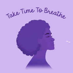 Purple Afro Haired Woman Anxiety Breathing GIF
