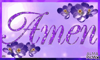 Purple Amen Sign With Flowers GIF