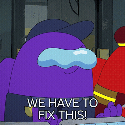 Purple Among Us Character Saying We Have To Fix This GIF