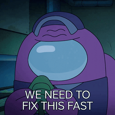 Purple Among Us Character Saying We Need To Fix This Fast GIF