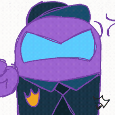 Purple Among Us Character With Hat And Tie GIF