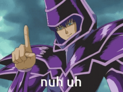 Purple And Black Cartoon Saying Nuh Uh GIF