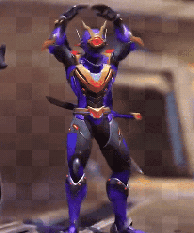 Purple And Black Robot With Horns Sword Dancing GIF