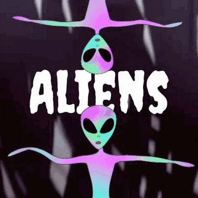 Purple And Blue Alien Saying Aliens GIF