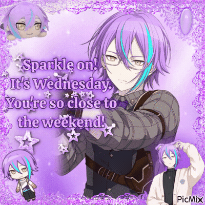 Purple And Blue Anime Character Sparkle It's Wednesday GIF