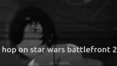 Purple And Blue Background Saying Hop On Star Wars Battlefront GIF