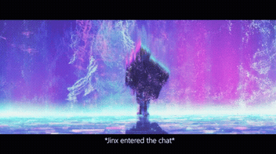 Purple And Blue Background With Jinx Entered The Chat GIF