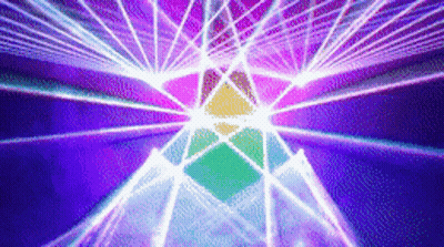 Purple And Blue Background With Rainbow Pyramid GIF