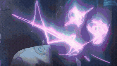 Purple And Blue Background With Shark Drawing GIF